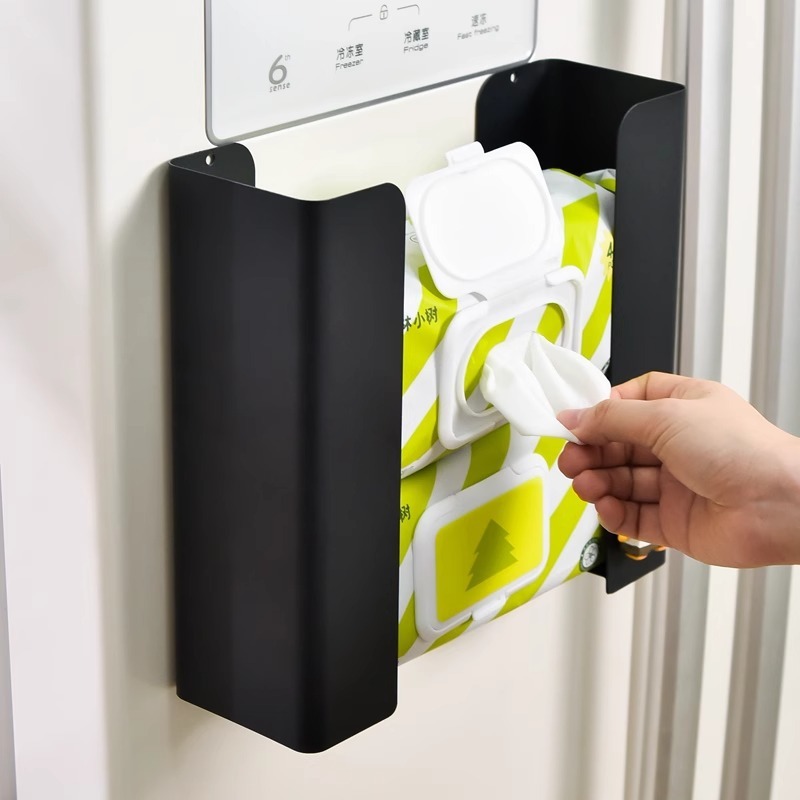 磁気ティッシュボックス冷蔵庫収納ラックウェットティッシュボックス鮮度保持袋収納キッチンパンチフリーウォールマウントティッシュボックス|undefined