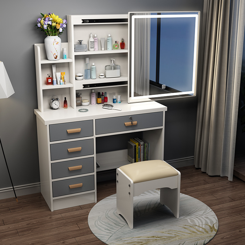 Mesa de maquillaje transfronteriza armario en un espejo push-pull venta caliente dormitorio simple moderno con armario de almacenamiento red comedor
