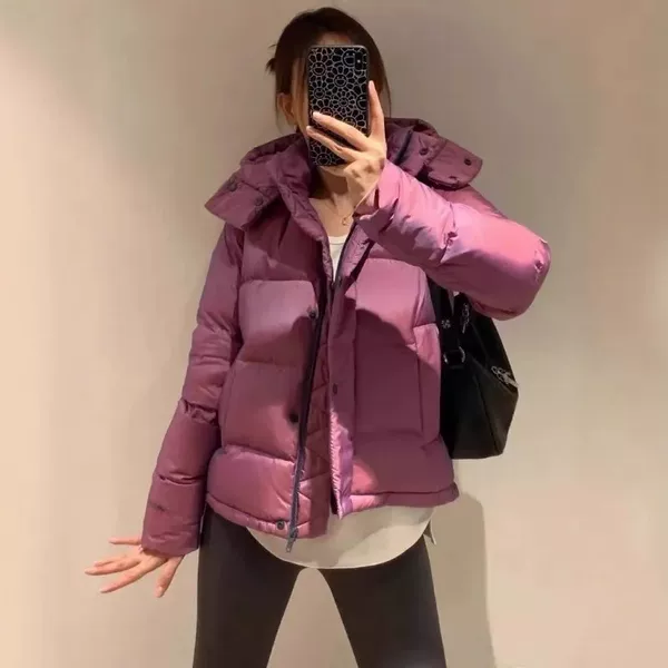 Putian LULU down jacket for women, winter puffer five-pocket down sports coat, warm hooded windproof