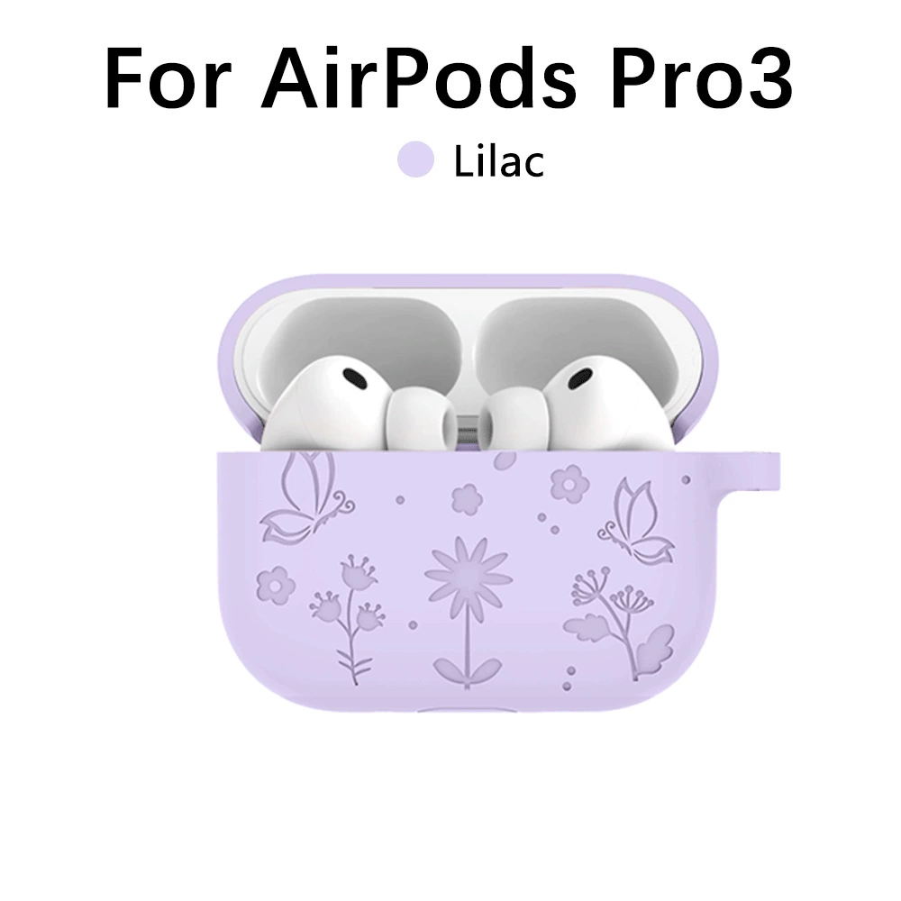 Совместимый с airpodspro3 защитный чехол 3D рельеф бабочка танец движение цветы и трава, чехол для наушников airpodspro3