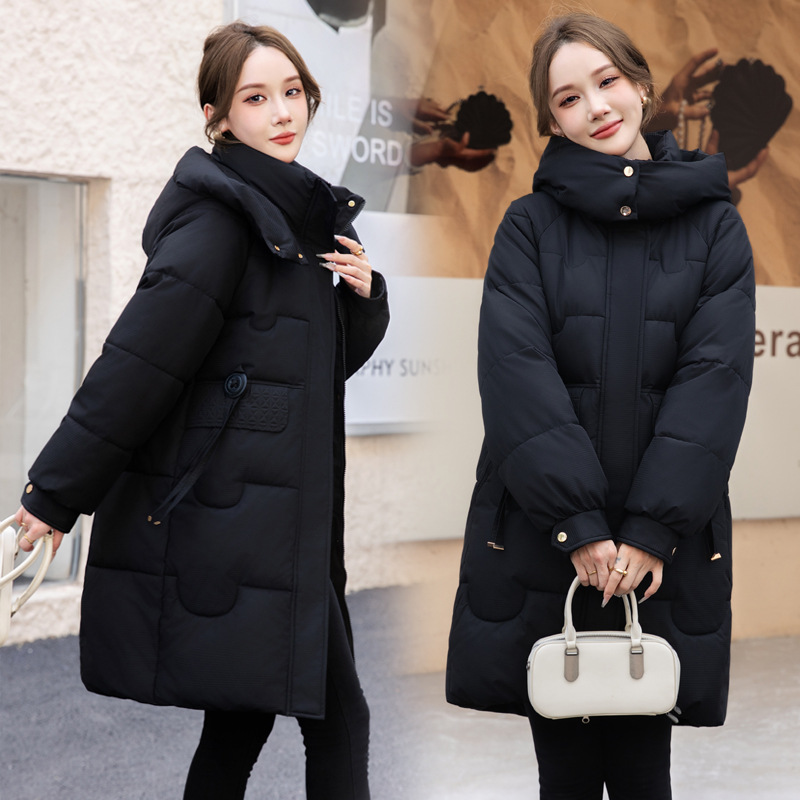 Águacate 2025, ropa de algodón coreana de invierno grande nuevo bolsillo grande, ropa de algodón suelta coreana de tamaño largo image 9