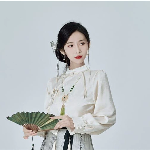 Новый китайский стиль с длинными рукавами