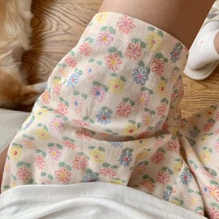 2025 New Daisy Cotton Double-Layer Yarn Cute Loose Printed Pajamas That Can Be Worn Outside and Home Shorts
