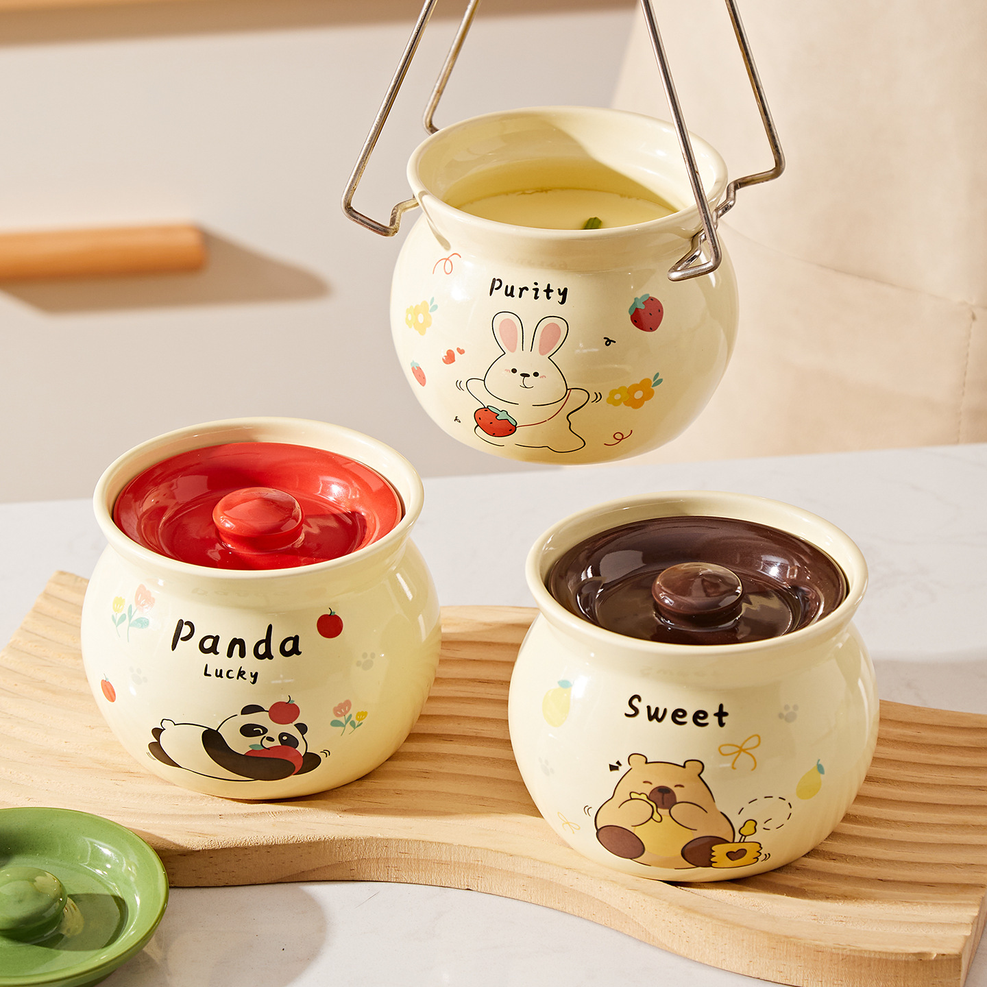 Ceramic Stew Pot with Lid, Soup Cup, Steaming Cup, Steamed Egg Custard Bowl, Special Bowl for Home Use, Baby Food Supplement Tableware