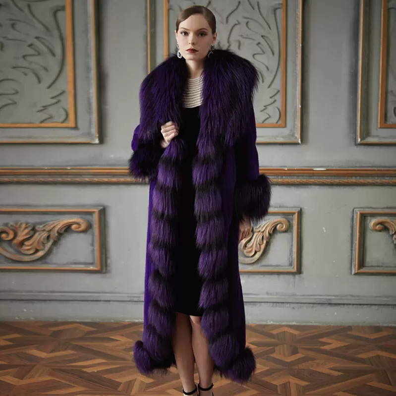 紫貂进口高端貂皮大衣女式整貂2024年新款中长款水貂皮草外套