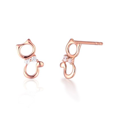 new pattern lovely Sweet 18K Rose Gold Diamonds Ear Studs fashion Small fragrant wind 9K Morsang Earrings ins