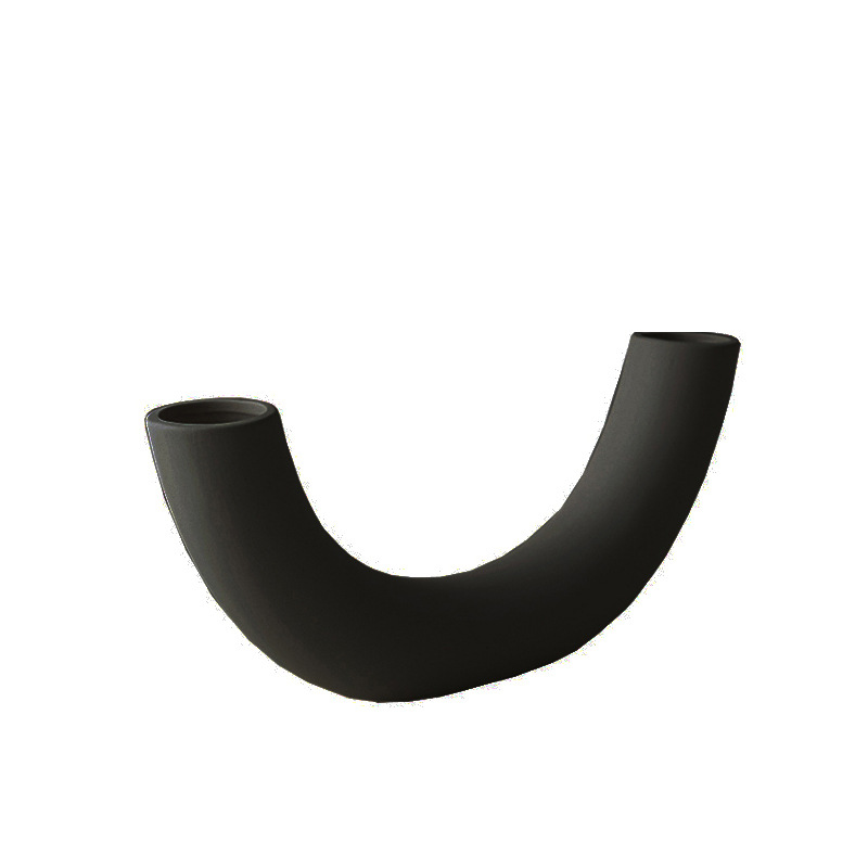 Wabilifeng decoración de jarrón de cerámica negra hogar sala de estar arreglos florales secos decoración suave creativa retro al por mayor