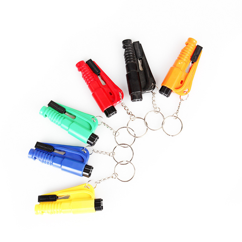 Mini martillo de seguridad portátil montado en automóvil llavero cortador de ventanas cinturón de seguridad herramienta de auto-rescate de escape de emergencia