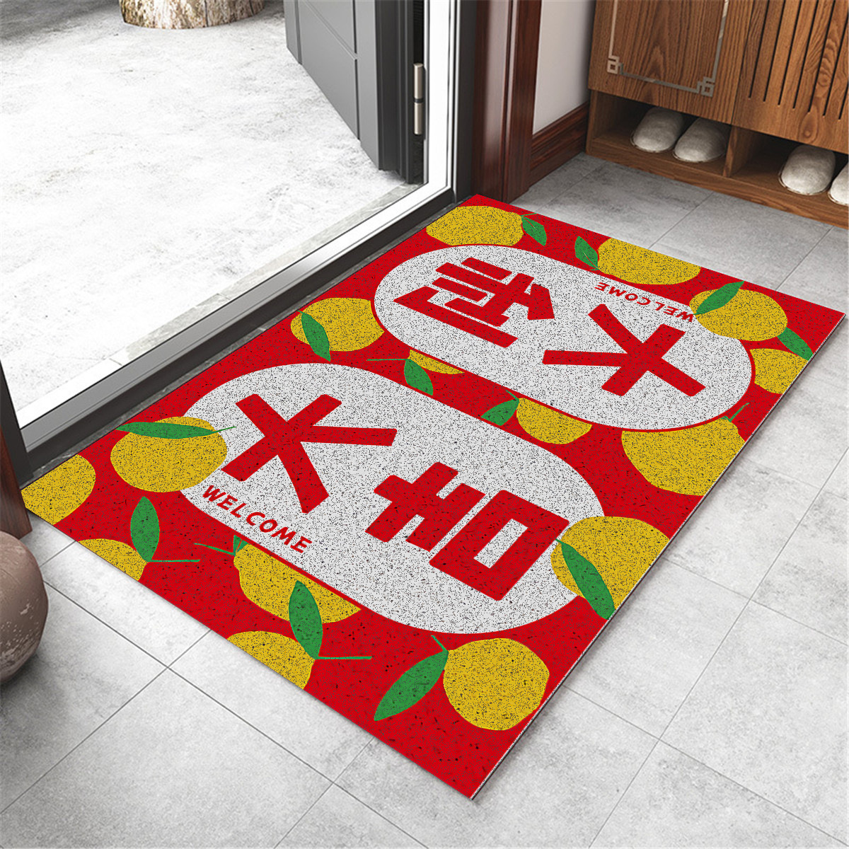 Nacional de moda anillo de seda puerta Mat Puerta de bienvenida PVC impermeable antideslizante pie estera raspado barro frotando suelo se puede cortar