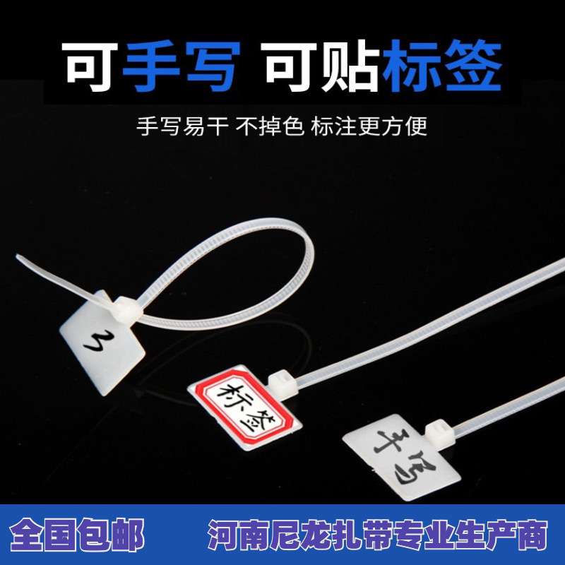 厂家直供标签式尼龙扎带4*200机房管理标签网线电话线手写标签
