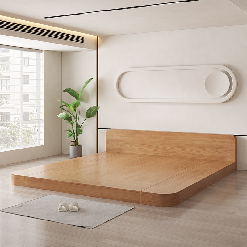Japanese-Style Extra-Large Tatami Low Bed Double Floor Bed Platform Low Bed Solid Wood Rounded Corner Large Bed Japanese-Style Extra-Large Tatami Low Bed Double Floor Bed Platform Low Bed Solid Wood Rounded Corner Large Bed