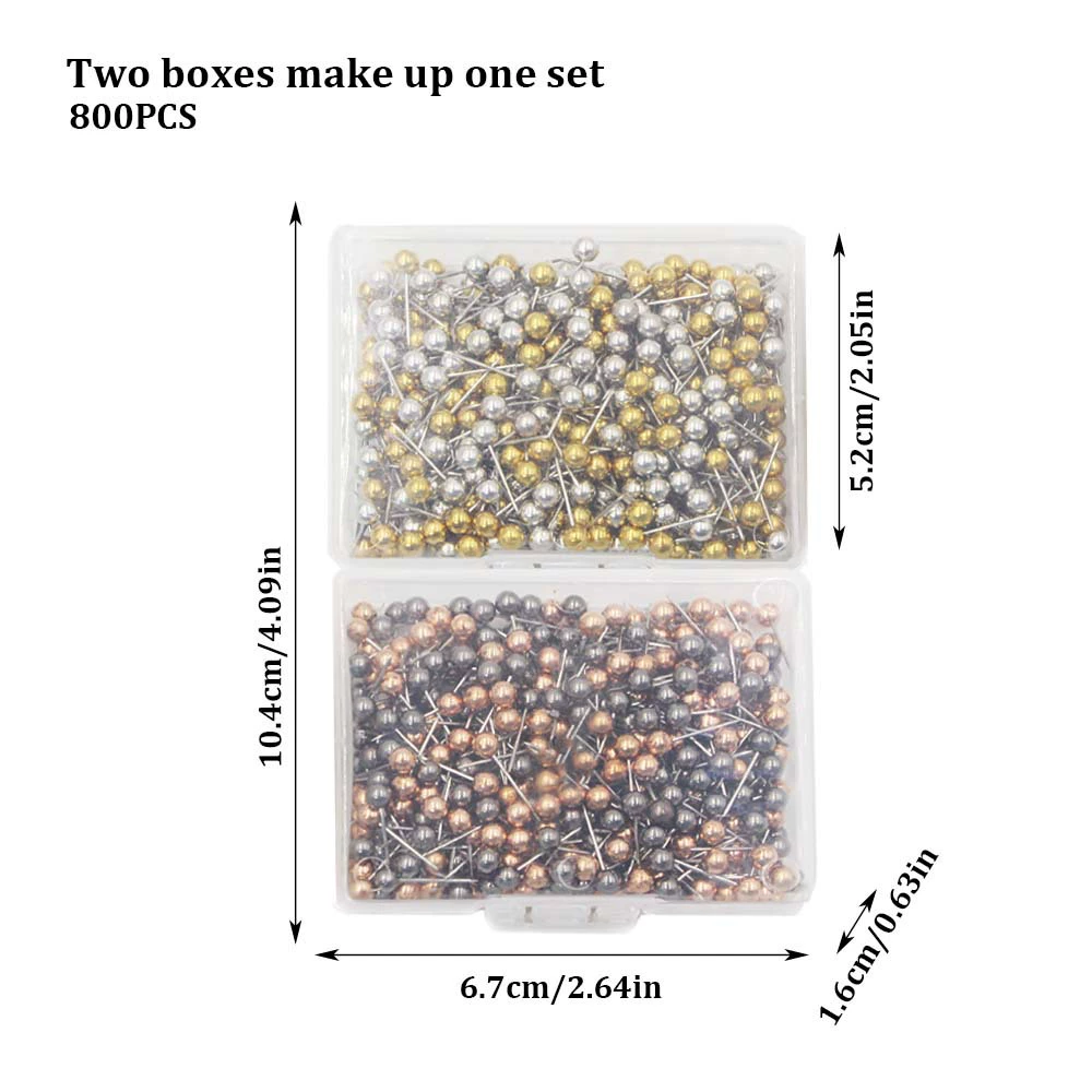 800 двухцветных смешанных цветов 15 мм металлическая жемчужная игла доска объявлений гвоздь земной иглы фиксированная декоративная булавка