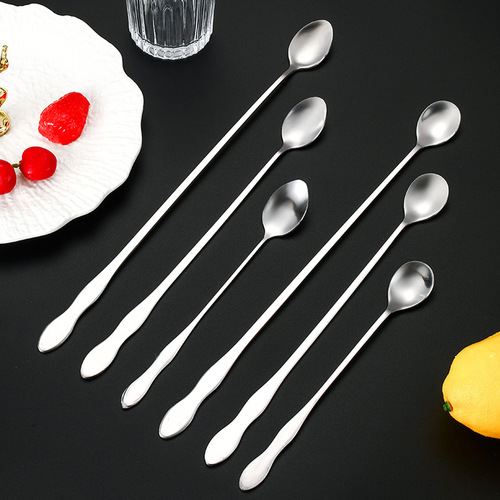 Stainless steel gourd handle spoon long handle coffee stirring spoon tip ice spoon cocktail seasoning spoon deep jar spoon laser logo
