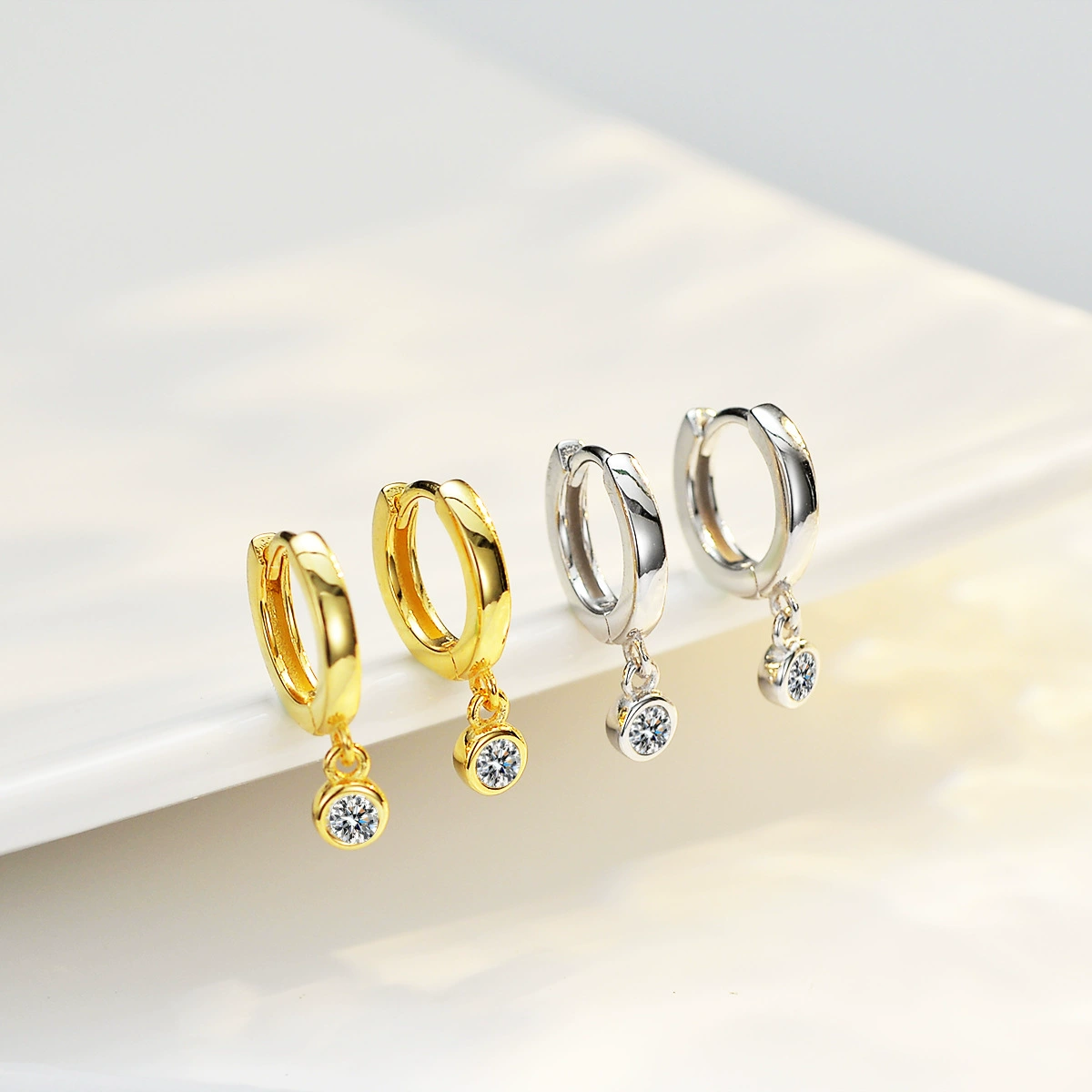 Серьги, образец серебро 925, простой и элегантный дизайн, 14 каратов