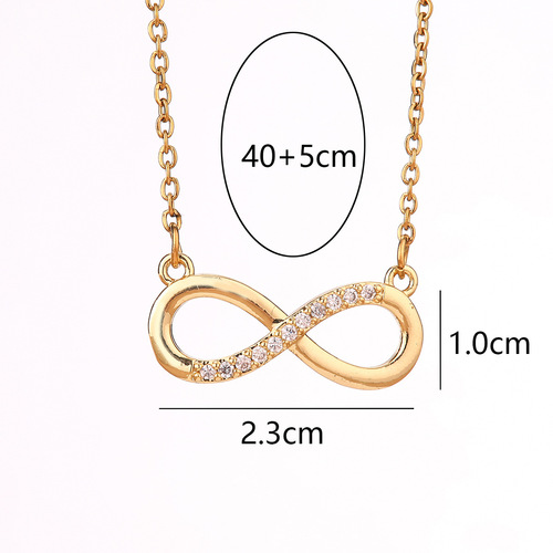 Cross-border 8-character infinite loop pendant necklace with a high-end, minimalist Möbius titanium steel choker for women, does not fade.