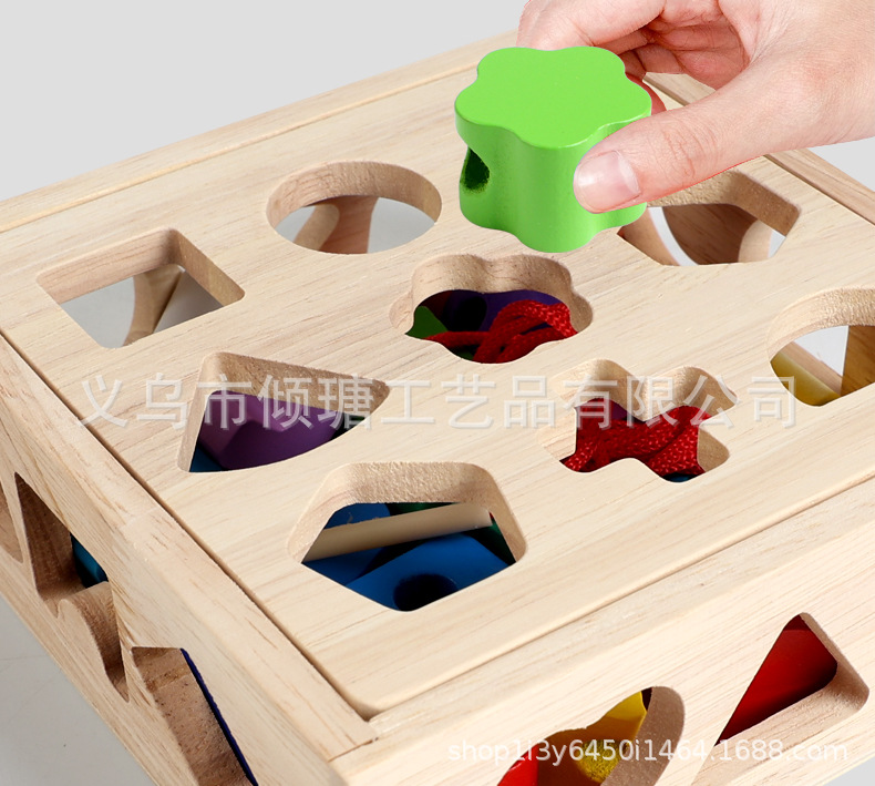Yeni Model Çocuk Montessori Öğretim Araçları Şekil Eşleştirme Geometrik Şekil Tanıma İp Boncuğu Yapı Taşları Montessori Erken Eğitim Oyuncağı