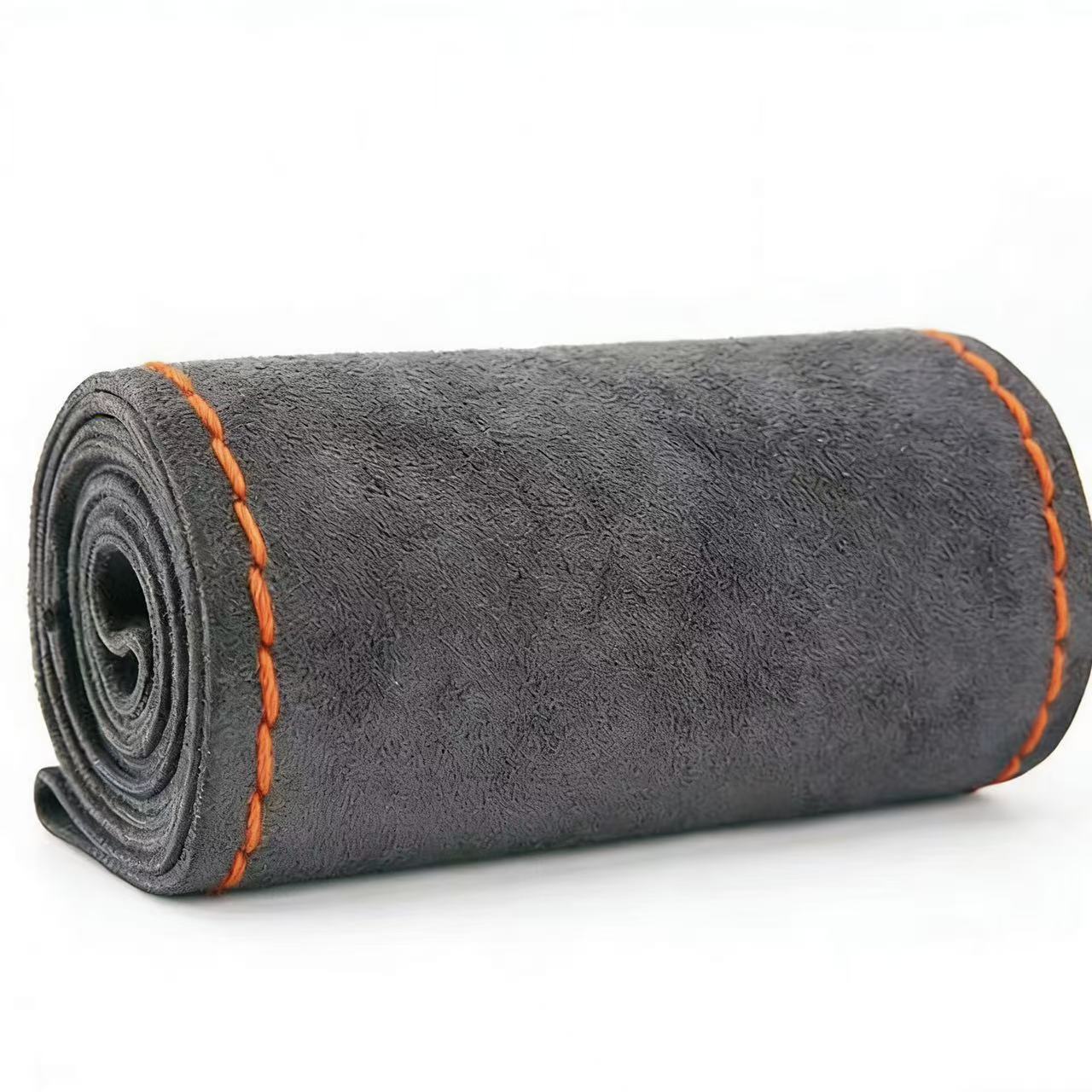 Genuine Suede Hand-Stitched Handlebar Cover Winter Suede Leather Steering Wheel Cover Genuine Leather Hand-Stitched Handlebar Cover Non-Slip and Wear-Resistant Cowhide