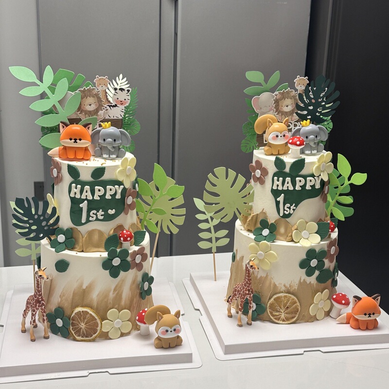 フォレスト動物園ケーキデコレーションオーナメントソフトプラスチック漫画象キリン子供の誕生日パーティーベーキングデコレーション|undefined