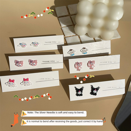 Japanese Harajuku style Sanrio 925 sterling silver Minnie Mouse ~ Earring ins girl soft girl cute mini earring 