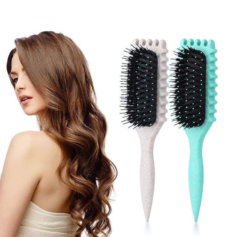 Amazon コームふわふわ頭頂部バウンスカーリーヘアコームエアバッグマッサージヘアスムージングナイロンブラシ小麦わらコーム卸売|undefined