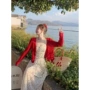 新款防晒2025红色开衫