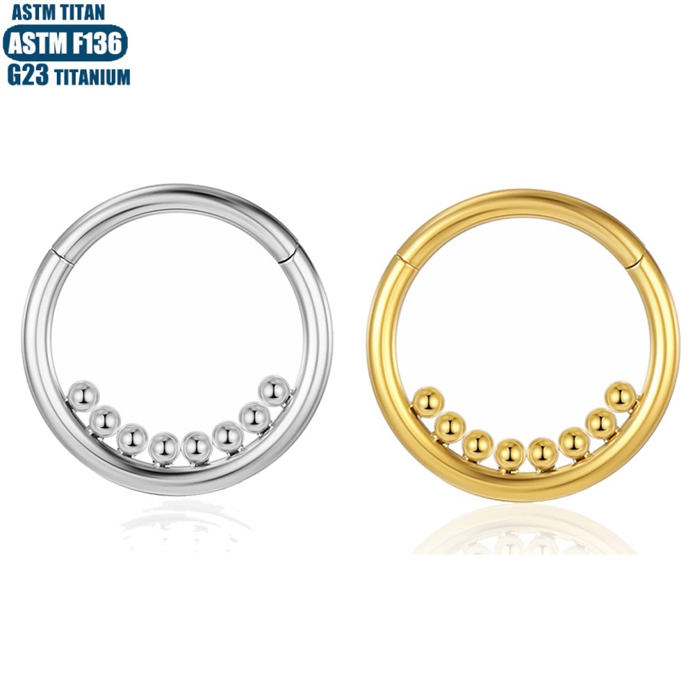 F136 Titanium Alloy Seamless Ring Nose Ring Inner Bead Cluster Implanted Grade Human Puncture Jewelry Nasal Septum Hinge Earrings detail image 1
