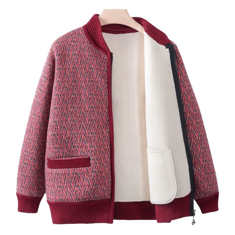 Мама весенний Трикотаж женский новый западный стиль среднего и пожилого возраста флисовая подкладка Кардиган Топ Весна и осень бабушка свитер пальто