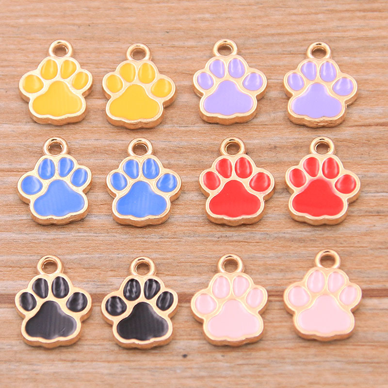 8 colores DIY Aleación de joyería 10*14mmkc oro gota aceite encanto animal perro garra oso garra gato colgante Accesorios
