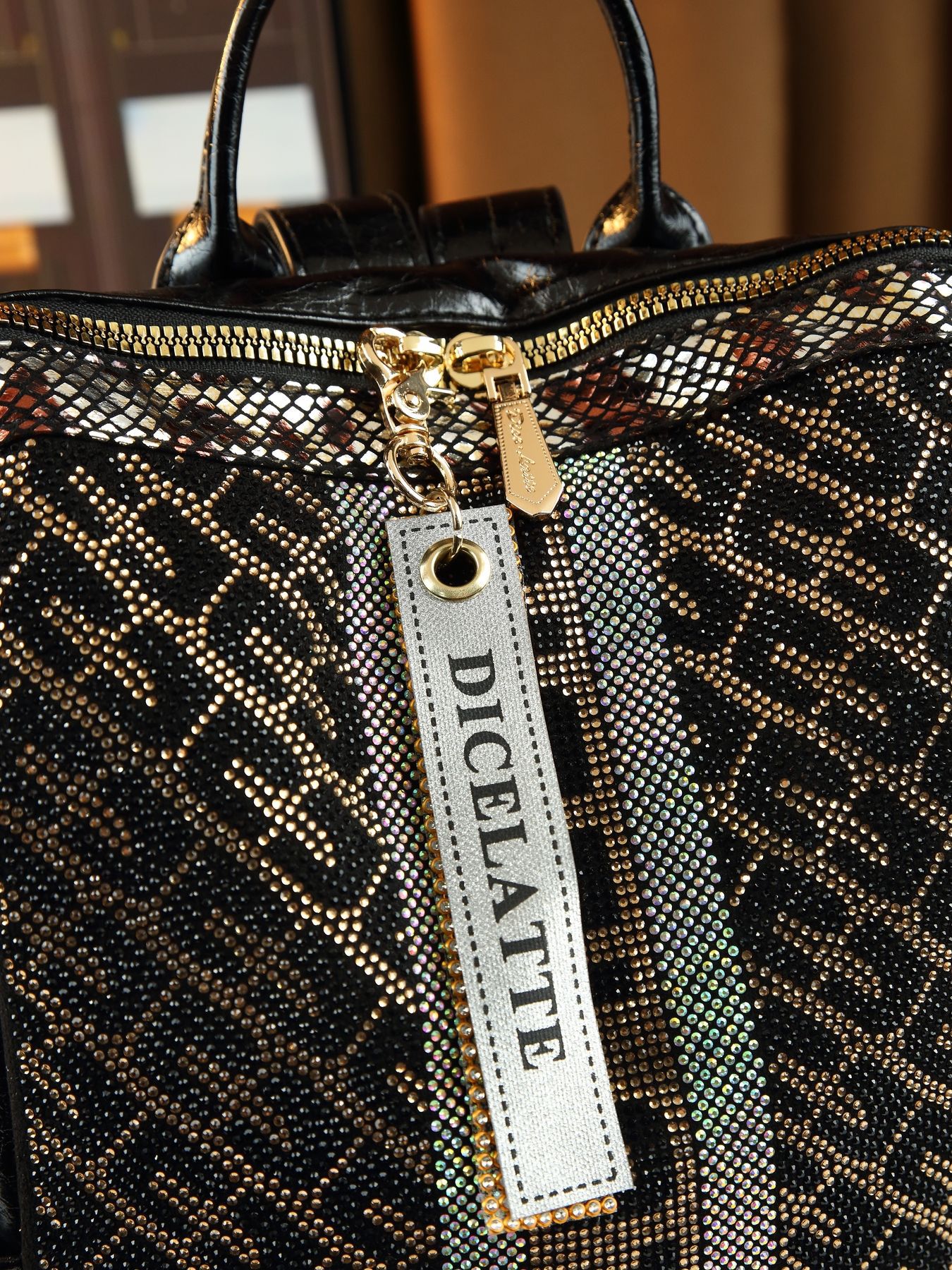 Women's Rhinestone Square Backpack Casual Shoulder Tote Bag_voghion.com