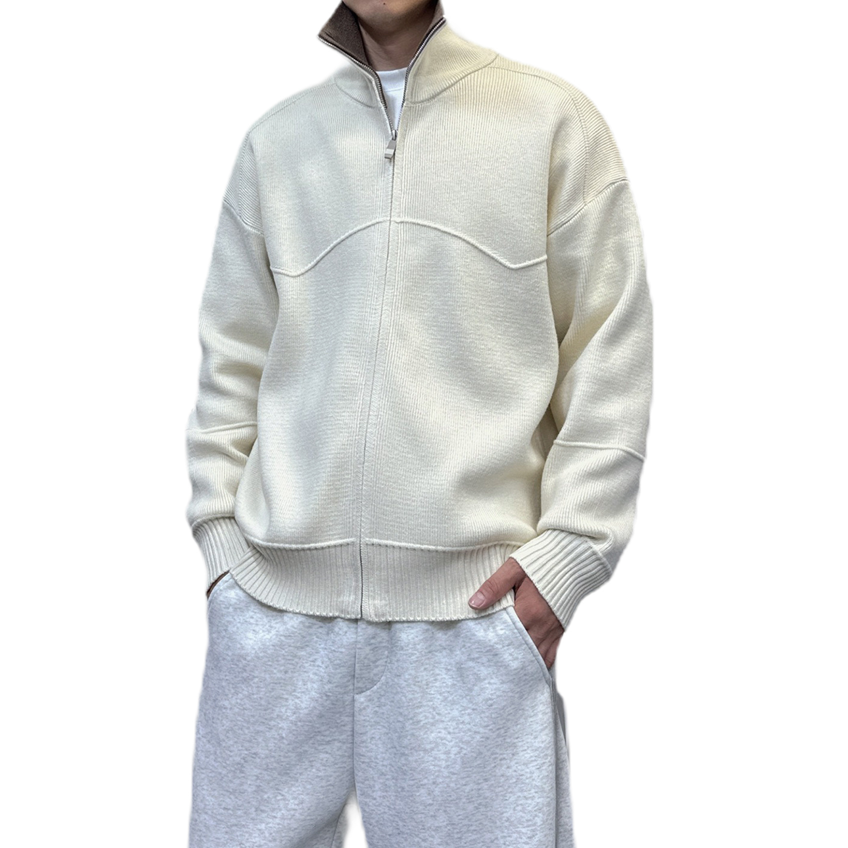 Explosiones transfronterizas europeas camisas de punto de tamaño grande suéter hombre polo camisa con la solapa cardigan chaqueta de negocios fábrica de tendencia mayorista