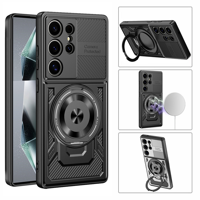国境を越えた SAM S25ULTRA 携帯電話ケース、優れた肌の感触の回転スタンド、磁気吸引、Samsung S24 落下防止ハード|undefined
