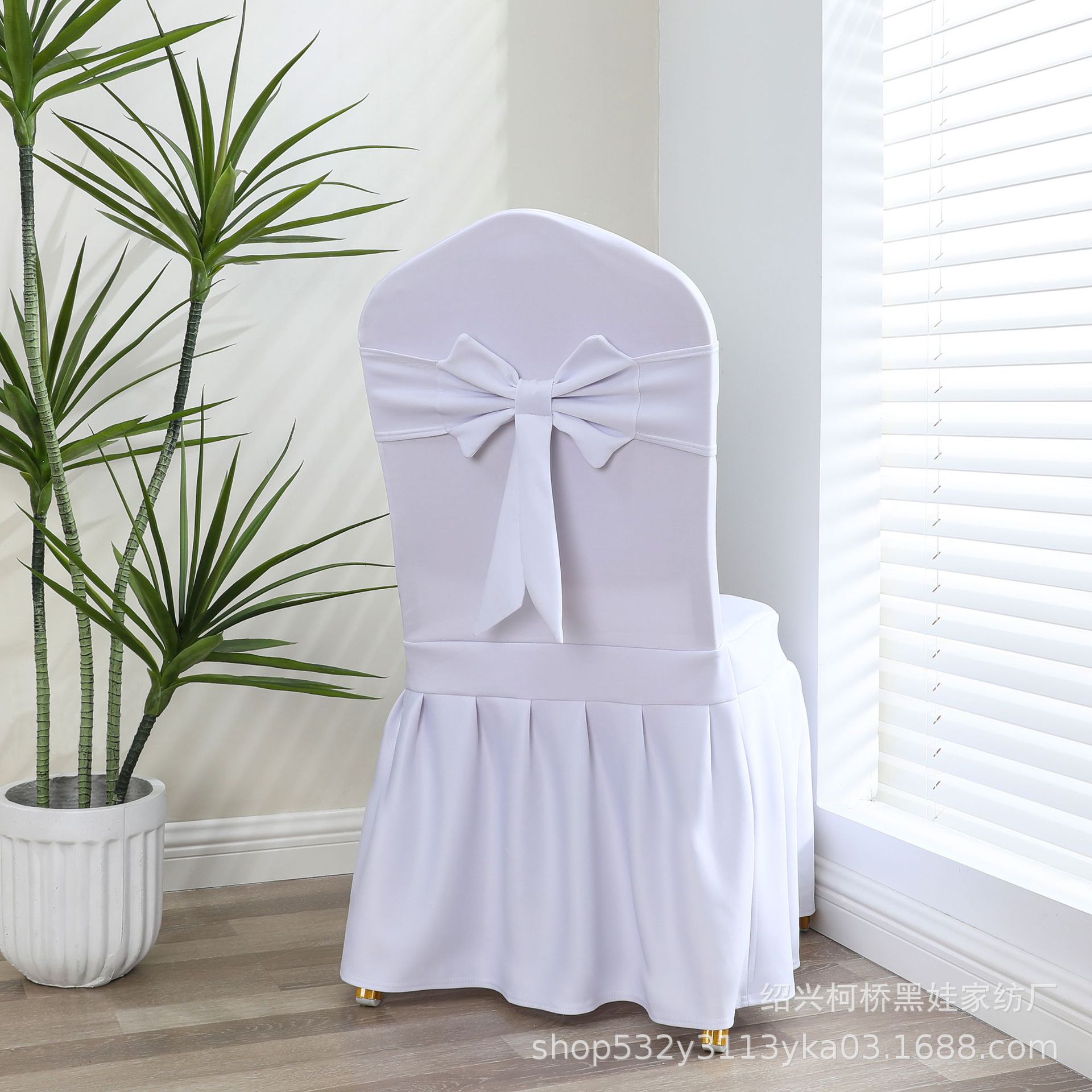 No-tie elastic chair back decoration wedding hotel chair cover bow banquet chair cover elastic chair back flower strap