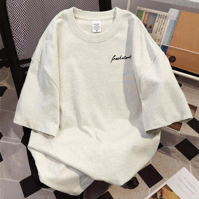 100 Pure Cotton Spring and Summer Costsize Loose Loose Half-sleeve T-shirt for Men Retro Hong Kong Style Ins Letter Short-sleeve T-shirt New Arrival Loose Half-sleeve 100 Pure Cotton Spring and Summer Costsize Loose Loose Half-sleeve T-shirt for Men Retro Hong Kong Style Ins Letter Short-sleeve T-shirt New Arrival Loose Half-sleeve