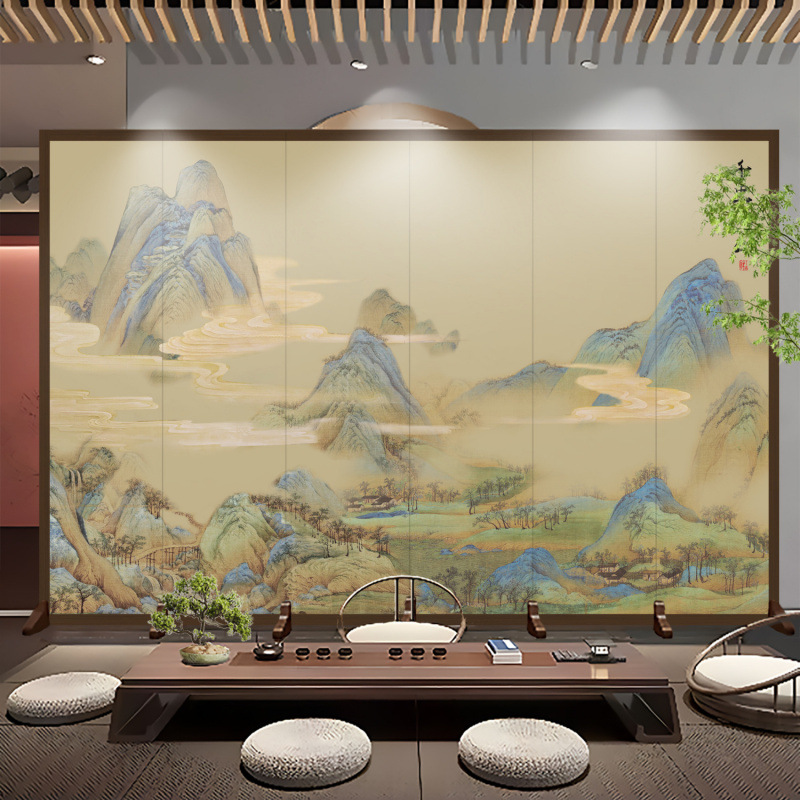 Pantalla de estilo chino sala de estar puerta de entrada cubierta oficina hotel paisaje pintura plegable pantalla plegable móvil clásica