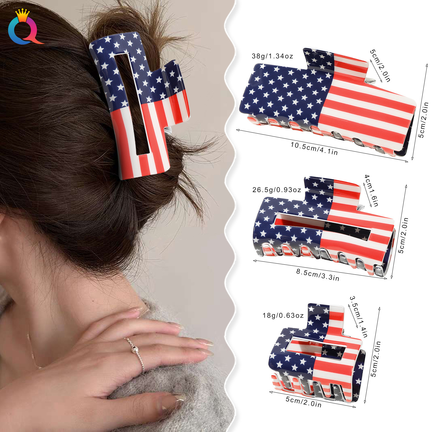 Women's Casual Simple Style National Flag Arylic Hollow Out Hair Claws display picture 1