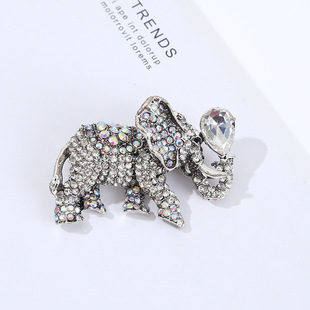 Alloy rhinestone elephant animal corsage cross-border color diamond-embedded Fashion necklace brooch dual-use accessories brooch wholesale