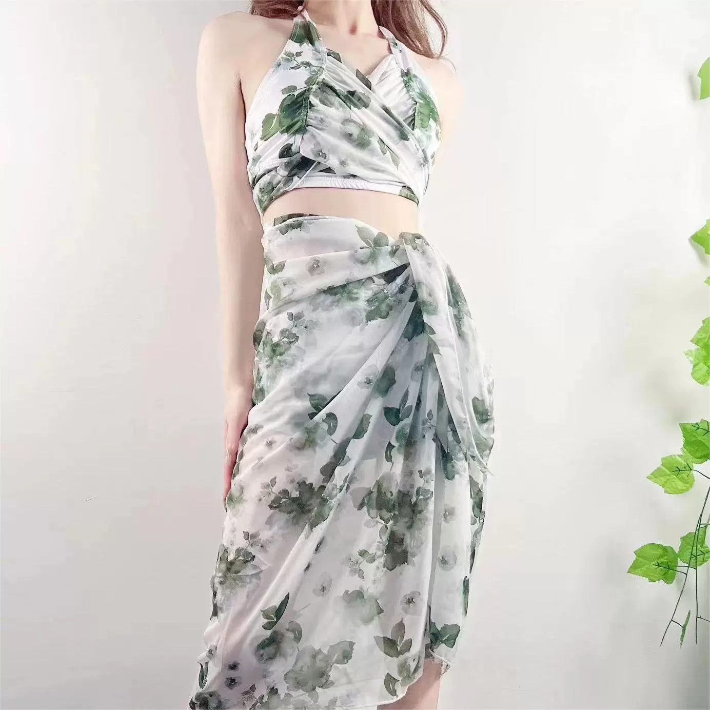 Fresh split swimwear, set, 3 piece set, European style, high-quality style