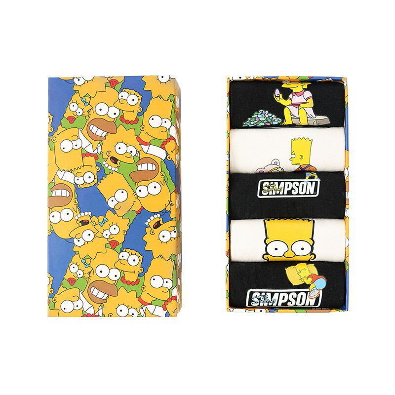 New Simpsons Socks Boxed Set Spring/Summer Cartoon Cute Yellow Women's Short Breathable Ankle Socks