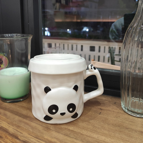 北欧创意陶瓷马克杯 可爱卡通高颜值家用咖啡杯熊猫早餐杯茶杯