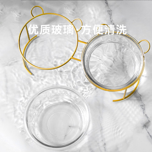 Cat Bowl Glass Cat Food Bowl Double Bowl Dog Bowl Pet Bowl Cat Food Bowl Water Bowl Cat Supplies Tall Cat Bowl Anti-Tip