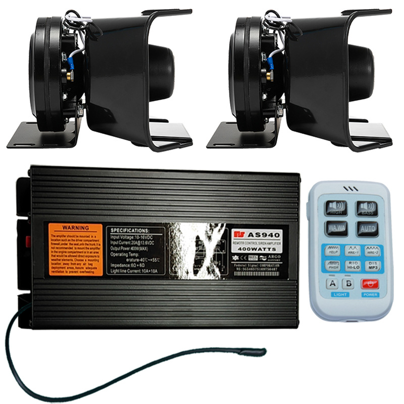 Car-mounted wireless siren, 400W loudspeaker, high-pitched alarm, and amplified speaker, AS940G+ with a round mouthpiece