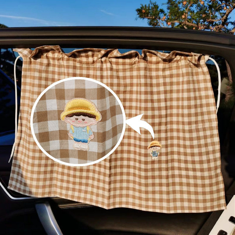 Estilo ins cortina de coche a cuadros cortina de protección solar para niños bebé coche interior bloqueo de luz cortina de sombrilla