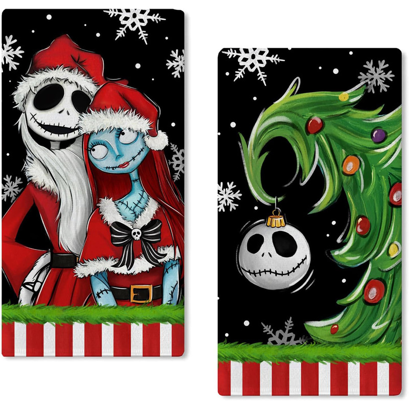 Merry Christmas Santa Claus kitchen dish towel Christmas pine tree hand towel red dry baking cooking cloth hand towel