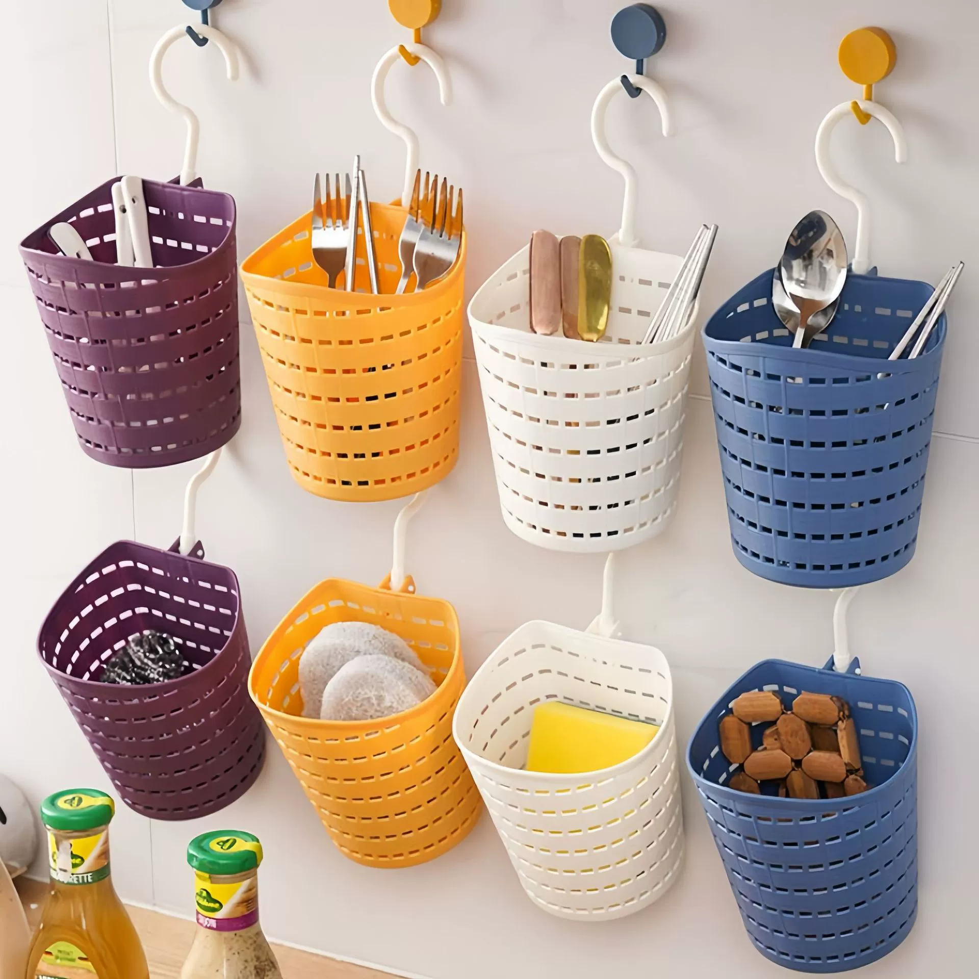 Ванная комната с одним крючком Подвесная корзина для хранения раковины Спальня Штабелируемая прикроватная стойка для хранения Смеситель Корзина для хранения