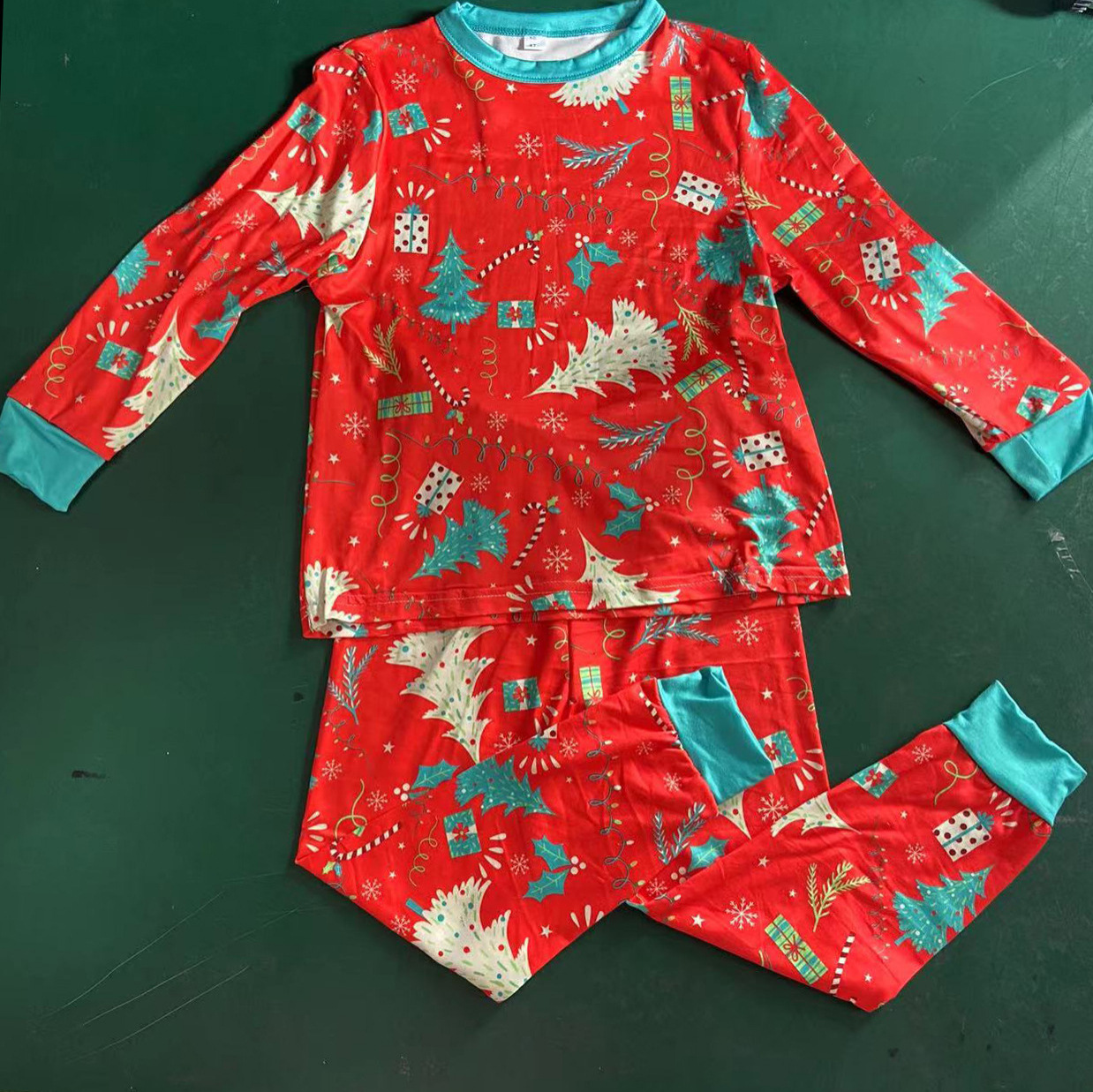 Amazon europeo y americano nuevo hogar de Navidad entre padres e hijos traje impreso pijamas eBay manga larga cuello redondo