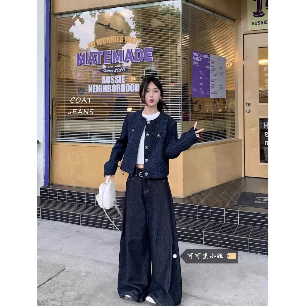 实拍-2024早秋小香风短款外套女气质韩系名媛时尚纽扣开衫上衣春