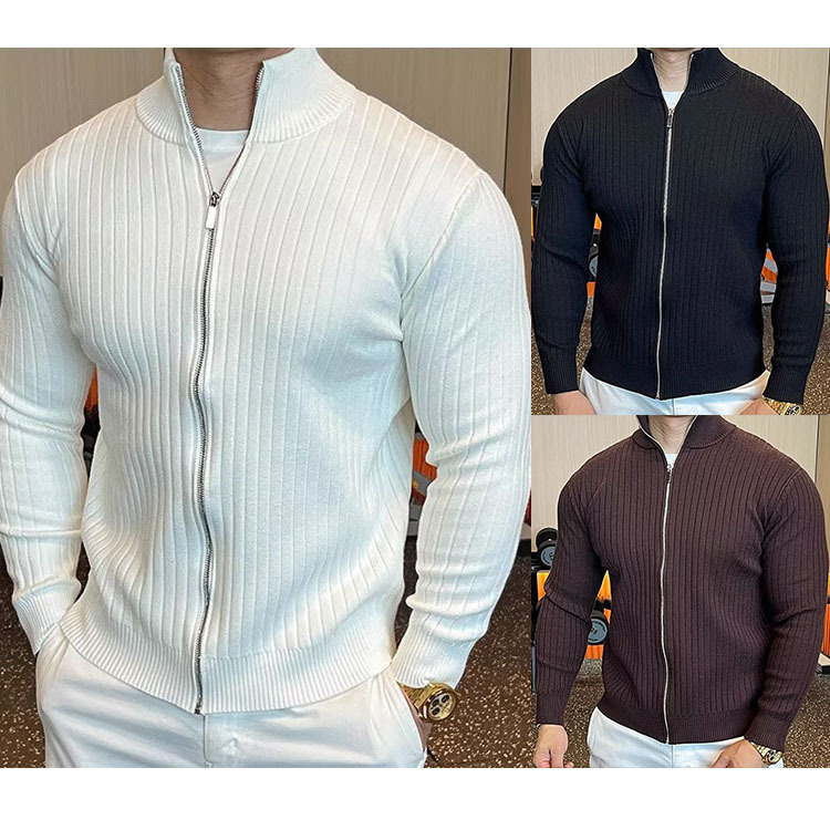 Stand Collar Cardigan Jacket Knitwear Men's Old Money Style Light Luxury High-End Autumn and Winter Knitwear Foreign Trade Cross-Border Wholesale