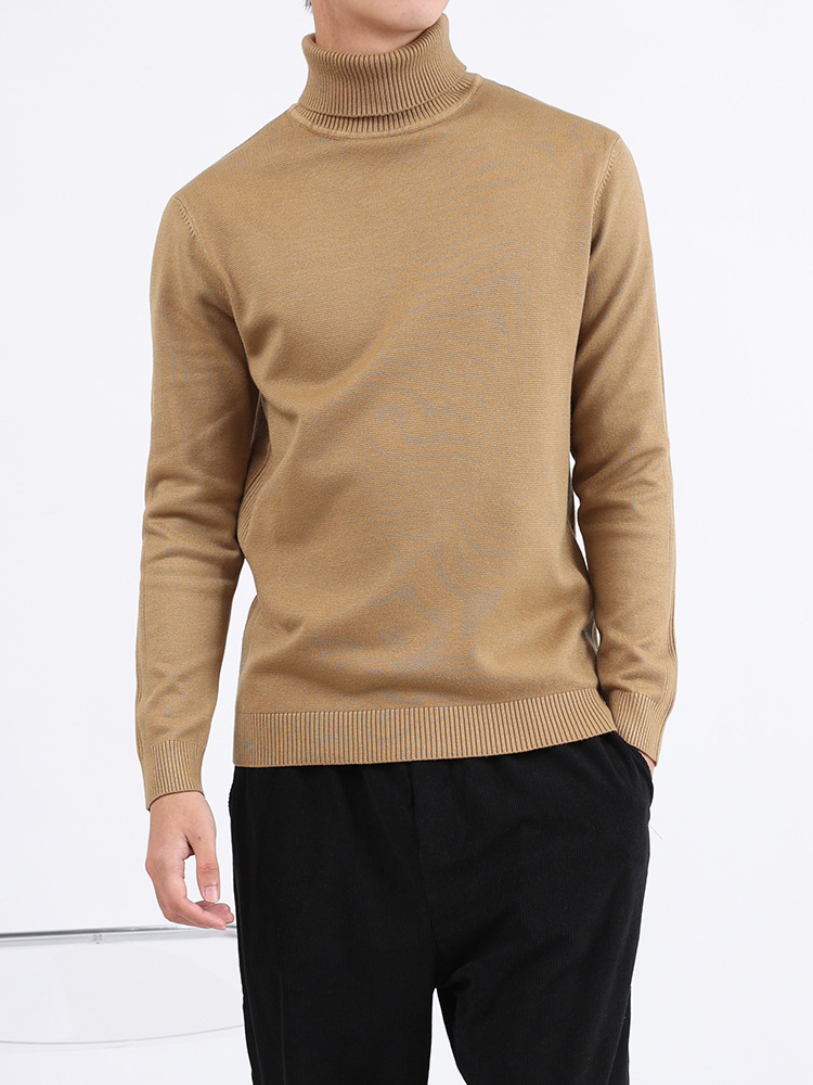 Suéter de cuello alto para hombres otoño y invierno 2025, nuevo estilo de alta calidad, cálido y casual, camiseta de punto.