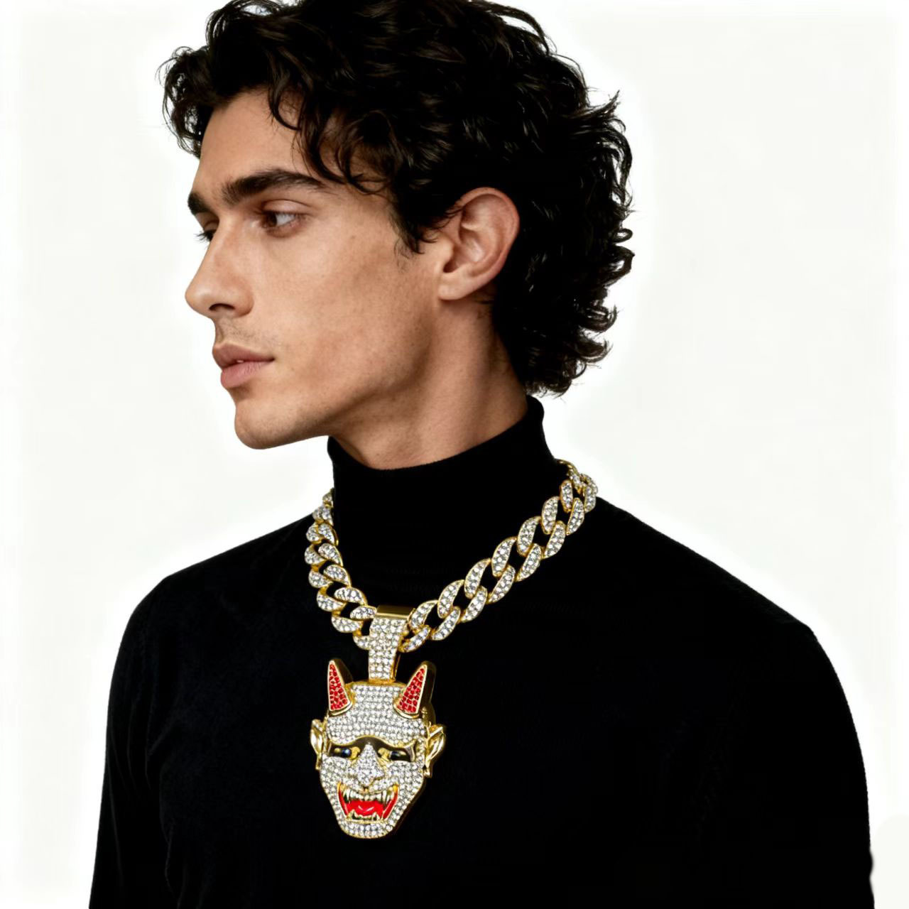 Hip Hop transfronterizo nuevo colgante de cráneo fantasma japonés Hiphop moda moda para hombres joyería collar al por mayor