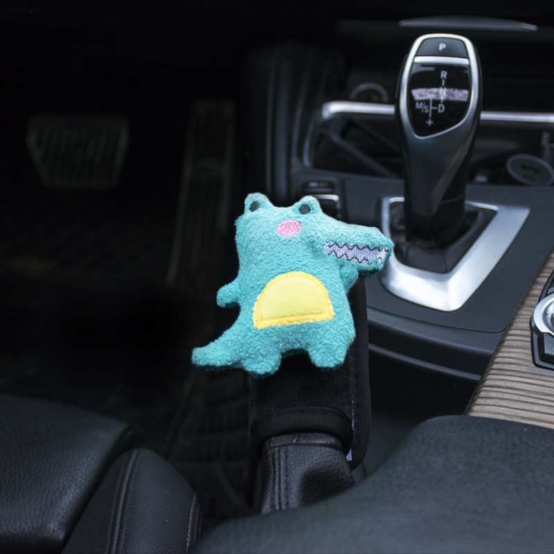 11#핸드브레이크 커버 - 작은 악어 - 피부 친화적인 플러시 천 - 검정색